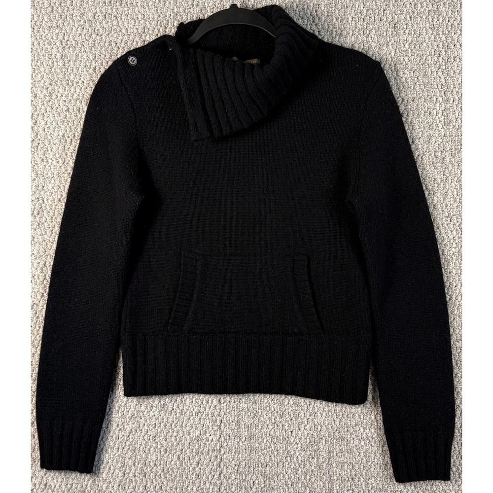 VTG 90s J Crew Wool Sweater Mens M Black Shawl Collar Hong Kong Preppy
